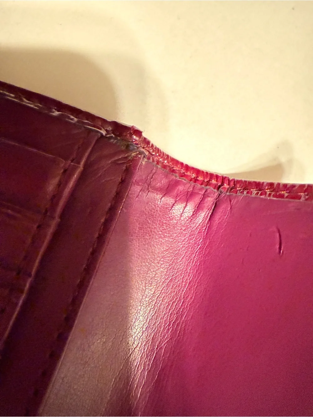 Glossy Plum Leather Clutch Wallet - coach